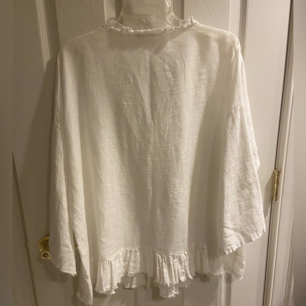 REDUCED! Saga White Linen Top XL oversized, made in Italy. Very soft. - Picture 4 of 7